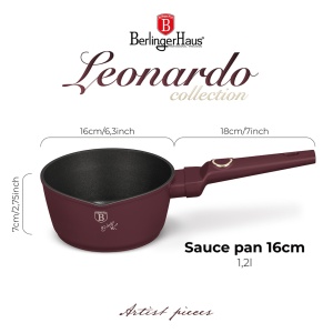 Oală pentru sos 16 cm, 1.2L – Berlinger Haus BH8027, Leonardo Collection, pentru încălzire rapidă, antiaderentă - Img 7