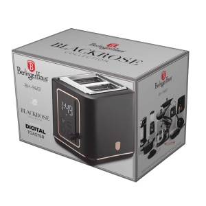 Prăjitor de pâine digital cu afișaj LED, 7 niveluri – Berlinger Haus Black Rose BH 9661, negru cu auriu-roz, Defrost și Reheat - Img 3
