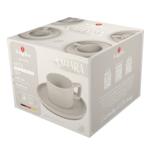 Set 4 cani cu farfurii espresso Sahara Berlinger Haus BH 10015, ceramica, crem - Img 8