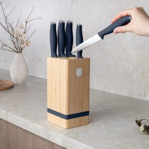 Set 5 cuțite din inox cu suport din bambus – Berlinger Haus Deep Sea BH 3143, albastru mat, mâner soft-touch - Img 7