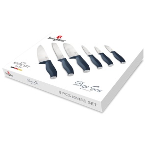 Set 6 cuțite de bucătărie din inox, în cutie cadou – Berlinger Haus Deep Sea BH 3141, albastru mat, mâner soft-touch - Img 2