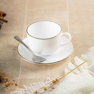 Set cesti cafea 12 piese, opal, alb cu auriu, 210 ml Kinghoff KH-1929 - Img 7