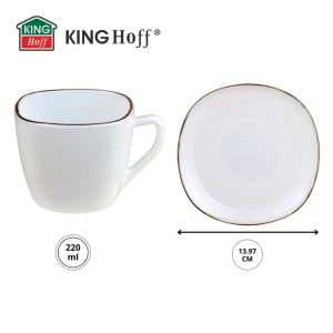 Set cesti cafea 12 piese, opal, alb cu auriu, 220 ml Kinghoff KH-1930 - Img 8