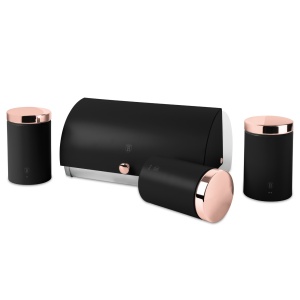 Set cutie paine si 3 recipiente bucatarie Black Rose Edition Berlinger Haus BH 6835