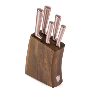 Set cutite 6 piese Taupe Berlinger Haus BH 3126, suport salcam, otel inoxidabil