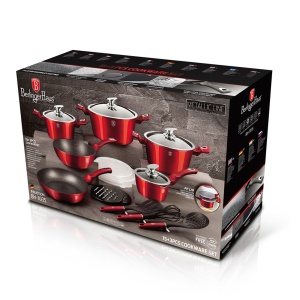 Set de oale marmorate 18 piese Burgundy Metalic Line Berlinger Haus BH 7035