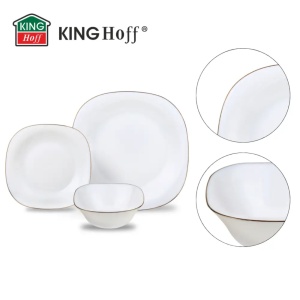 Set farfurii 18 piese, opal, alb cu auriu Kinghoff KH-1923 - Img 7