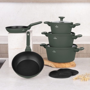 Set oale și tigăi 10 piese, antiaderent – Berlinger Haus Green Matte BH 8207NN, verde mat - Img 2
