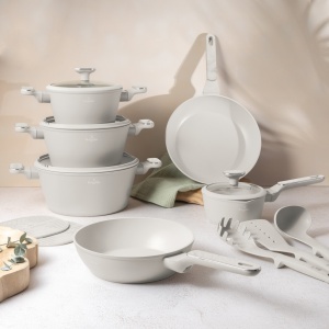 Set oale si tigai cu capace 15 piese Sahara Marble Berlinger Haus BH8401, crem, antiaderente, compatibile inductie - Img 11