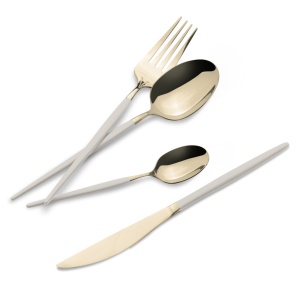 Set tacamuri 24 piese, 6 persoane, auriu lucios cu crem Berlinger Haus BH 3070