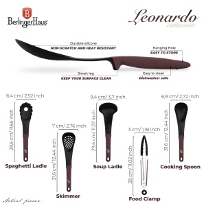Set ustensile bucatarie 5 piese Leonardo Berlinger Haus BH 6337, visiniu