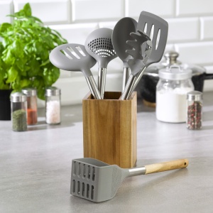 Set ustensile de bucatarie cu suport din salcam, 7 piese Kinghoff KH1325 - Img 4