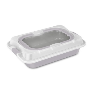 Tava cu capac plastic 36,5x24 cm Taupe Berlinger Haus BH 8638, antiaderenta, gri