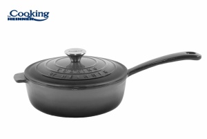 Tigaie Adanca Fonta Emailata + Capac 24 X 8 Cm, 2.5 L, Marble Grey, Cooking By Heinner HR-ZVC-TA24