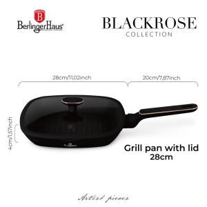 Tigaie grill cu capac 28 cm Black Rose BH 8355, negru mat, compatibila cu toate tipurile de plite, inclusiv inductie - Img 7