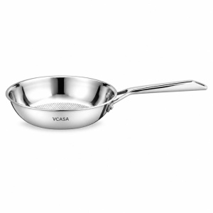 Tigaie inox Tri-Ply 20 cm, fără strat antiaderent, pentru inducție – VCASA Velora 90151, model fagure