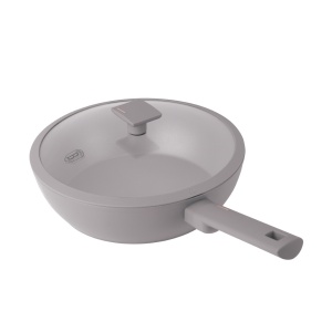 Tigaie wok cu capac 28 cm Taupe Berlinger Haus BH 8094, gri, strat titan