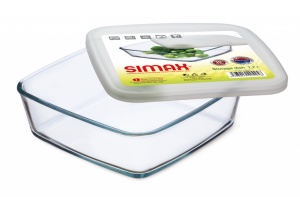 Vas sticla termorezistenta patrat cu capac plastic 0.5 L Simax 7486/D