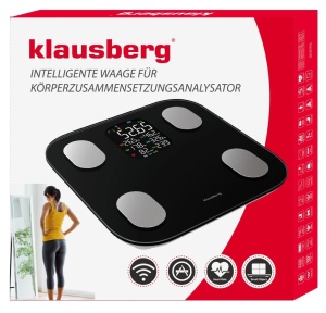 Cântar de baie inteligent cu analiză corporală și Bluetooth, 180 kg – Klausberg KB-7855, alb, ecran LCD color - Img 3