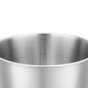 Cratiță cu coadă inox 304 cu capac 16 cm, 1,6 L, pentru inducție – VCASA Sierra 90101, capac din sticlă cu strecurătoare - Img 6