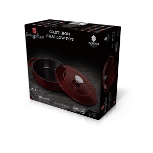 Cratiță din fontă emailată cu capac 26 cm, 2.5L – Berlinger Haus Burgundy Collection BH 6498, ideală pentru cuptor sau plită, gătit lent - Img 7