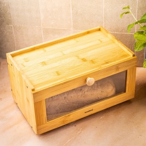 Cutie pentru pâine din bambus cu front acrilic, 35.5×24×18 cm, Klausberg KB-7923 - Img 5