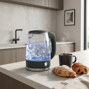 Fierbător de apă din sticlă 1,7 L, iluminare LED – Berlinger Haus Green Matte BH 9812, verde mat, bază rotativă 360° - Img 5