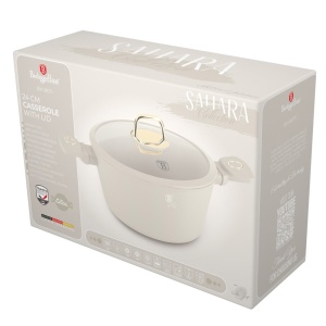 Oala cu capac 24 cm, 4,1L Sahara Berlinger Haus BH 8071, strat antiaderent, crem