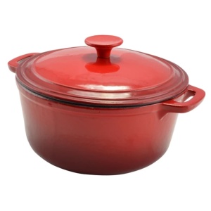 Oala fonta emailata cu capac 24 cm, 4 L, Perfect Home 12012, rosie