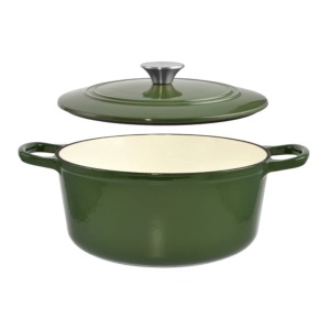 Oala fonta emailata cu capac, 25x11 cm 3,5 L Perfect Home 11862, verde