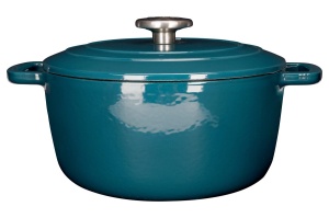 Oală fontă emailată cu capac 24 cm 4,6 L Verde Heron Fontestic Cosy & Trendy 1485524