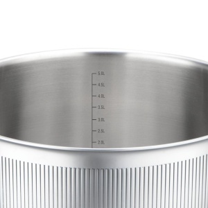 Oală inox Tri-Ply cu capac 24 cm, 5,8 L, pentru inducție – VCASA Velora 90125, capac din inox cu strecurătoare - Img 6