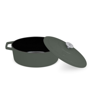 Oală roaster Berlinger Haus BH 8968, fontă emailată cu capac, 32 cm, verde mat - Img 3