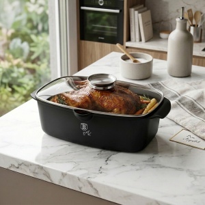 Oala roaster pentru cuptor 6L Black Berlinger Haus, capac cu strecuratoare integrata, antiaderenta, compatibila inductie - Img 4