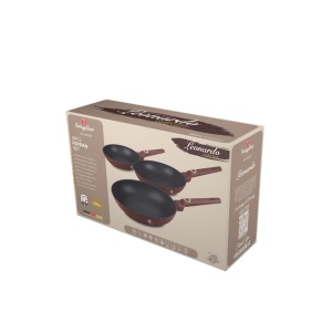 Set 3 tigai Leonardo Collection Berlinger Haus BH 8048, antiaderente, strat titan, visiniu mat
