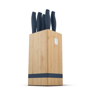 Set 5 cuțite din inox cu suport din bambus – Berlinger Haus Deep Sea BH 3143, albastru mat, mâner soft-touch - Img 4
