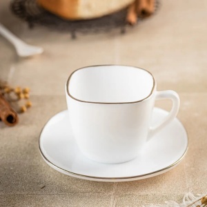 Set cesti cafea 12 piese, opal, alb cu auriu, 220 ml Kinghoff KH-1930 - Img 5