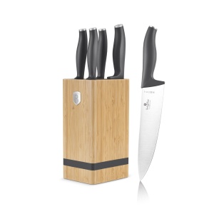 Set cutite 6 piese cu stativ bambus Antracit Berlinger Haus BH 2968