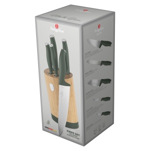 Set cutite 6 piese, cu suport bambus Green Matte Collection Berlinger Haus BH 2757 - Img 8