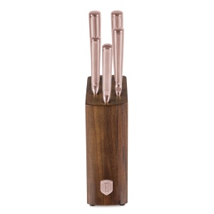 Set cutite 6 piese Taupe Berlinger Haus BH 3126, suport salcam, otel inoxidabil