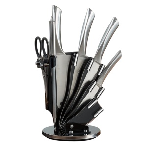 Set cutite inox cu suport Royalty line RL KSS600, cu instrument de ascutire si foarfeca de bucatarie - Img 1