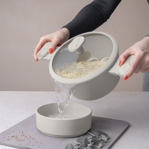 Set oale cu capace 10 piese – Berlinger Haus Sahara Marble BH 8400, crem mat, antiaderent titan, mânere efect marmură, inducție - Img 4
