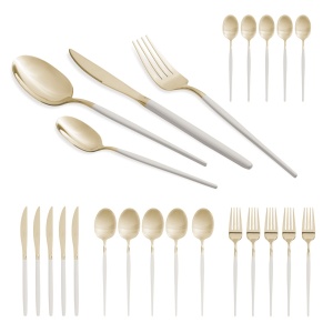 Set tacamuri 24 piese, 6 persoane, auriu lucios cu crem Berlinger Haus BH 3070