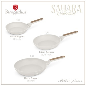 Set tigai 3 piese Sahara Nordic Berlinger Haus BH 8322, crem mat, compatibile cu toate tipurile de plita, invelis antiaderent titanPro - Img 2