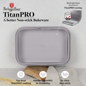 Tava dreptunghiulara 39x27 cm cu fund detasabil Taupe Berlinger Haus BH 7943, antiaderenta, gri