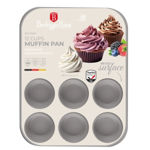 Tava muffins 12 forme Taupe Berlinger Haus BH 7947, antiaderenta, gri
