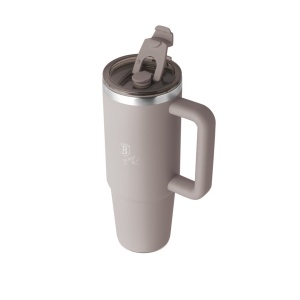 Termos 1L Taupe Collection BH 8832P, cu maner si pai, gri mat - Img 6