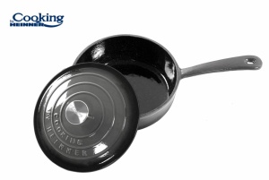 Tigaie Adanca Fonta Emailata + Capac 24 X 8 Cm, 2.5 L, Marble Grey, Cooking By Heinner HR-ZVC-TA24