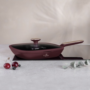 Tigaie grill cu capac 28 cm Leonardo Nordic Berlinger Haus BH 8298, visiniu mat, compatibila inductie - Img 3