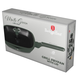 Tigaie grill cu capac antiaderenta cu titan 28 cm Green Matte Collection Berlinger Haus BH 8162 - Img 6